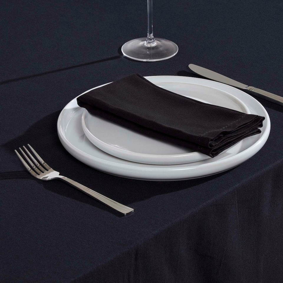image 1 of Homescapes Black Cotton Tablecloth - 178 x 300 cm Black