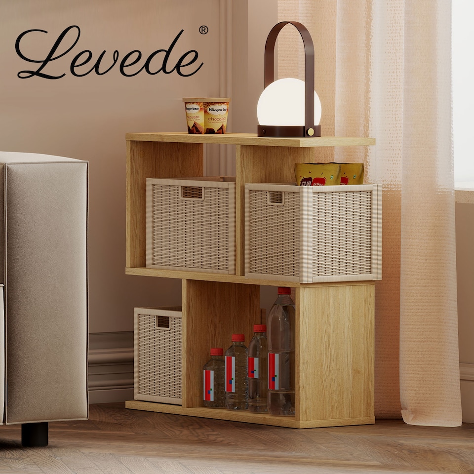 image 1 of Levede Slim Sofa Side Table Narrow End Accent Table 3 Tier for Living Room 20cm | Clear | Natural