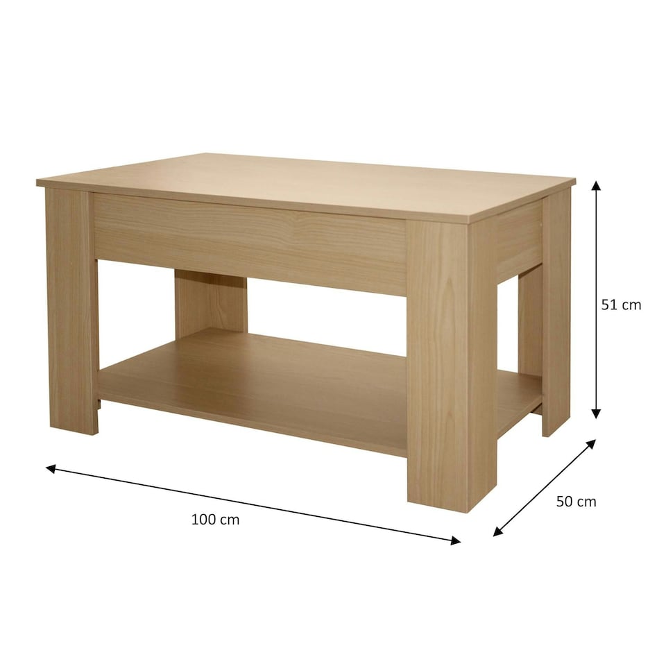 image 1 of Oak High Gloss Lift Top Storage Coffee Table Brown | Oak