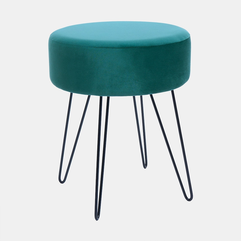image 1 of OHS Matte Velvet Round Hairpin Stool Home Modern Decor Soft Plush Foot Rest Desk Vanity Chair