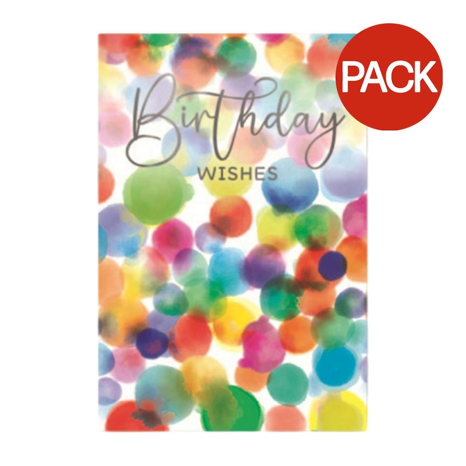image 1 of Simon Elvin Birthday Wishes Dotted Greetings Card (Pack of 6) - Multicoloured - One Size