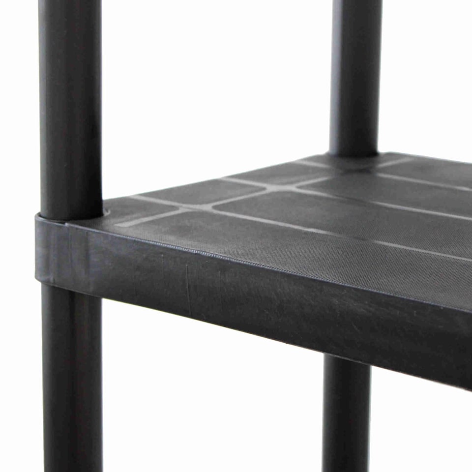 image 1 of 4 Tier Black Plastic Heavy Duty Shelving Racking Storage Unit