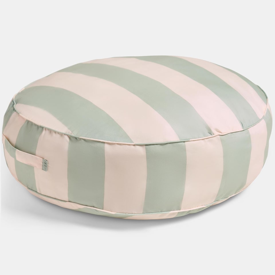 image 1 of OHS Stripe Round Outdoor Garden Cushion Water Resistant | Multi | Sage/Cream