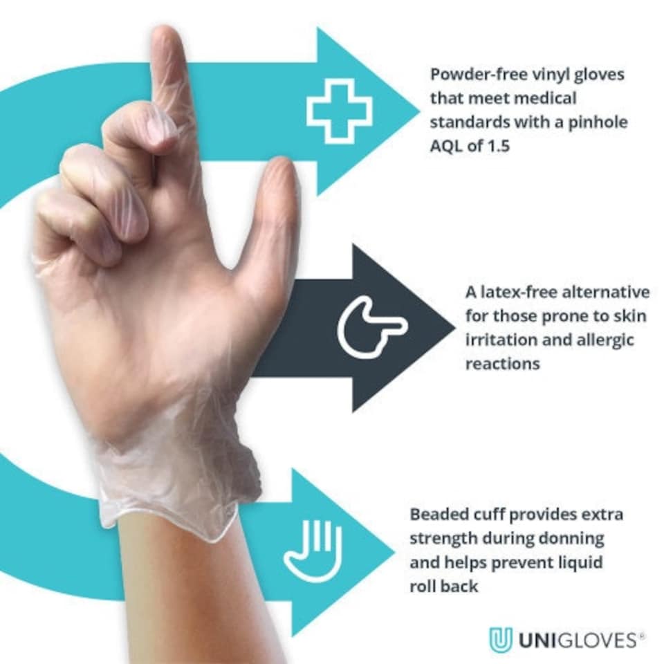 image 1 of Unigloves Unicare Clear Vinyl Box of 100 Gloves