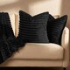 image 2 of OHS 2 x Faux Fur Matte Velvet Fleece Thick Ribbed Cushion Covers, 45x45cm - Black