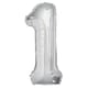 image 2 of Unique Party 34 Inch Silver Glitz Number Balloon (0-9) - Silver - 8