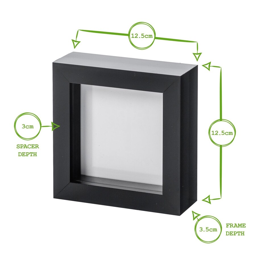 image 1 of Nicola Spring 4 x 4" Photo Frames - Grey - 3D Photo Frame Picture Frame Box Portrait Display Case (12.5 x 12.5cm) Set of 5