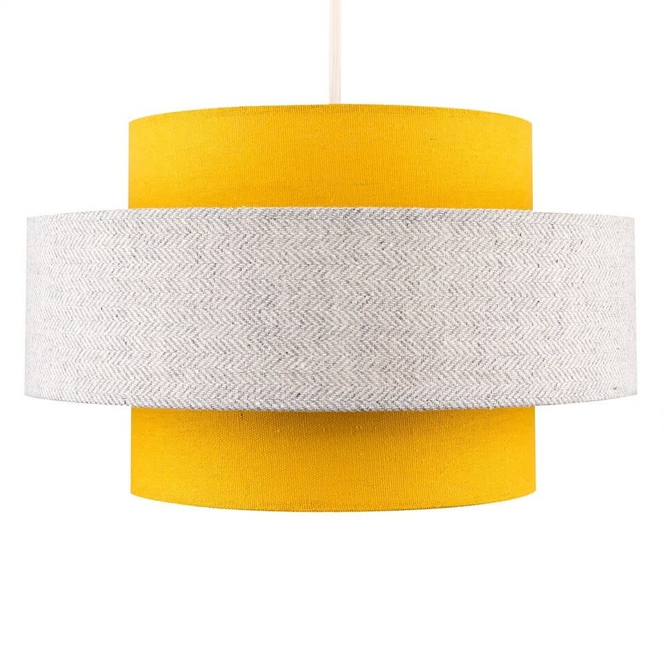 image 1 of ValueLights Pair Weaver 3 Tier Yellow Ceiling Pendant Shade | Yellow