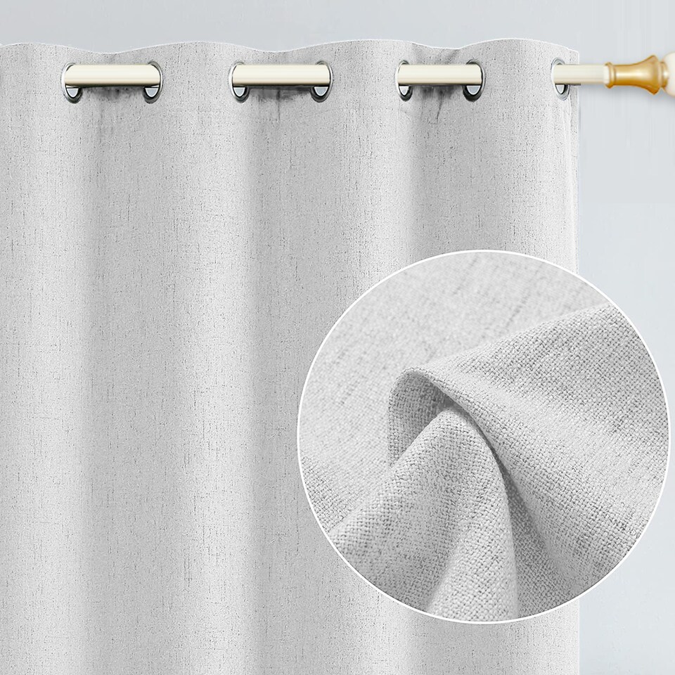 image 1 of Off White Lined Blackout Eyelet Curtains - 46 x 63 Inch Drop - 2 Panel | White | One Size