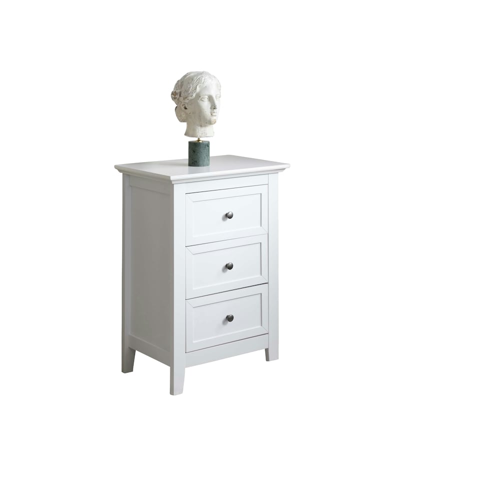 image 1 of Karlstad Side Table Chest 3 Drawer in Classic White White
