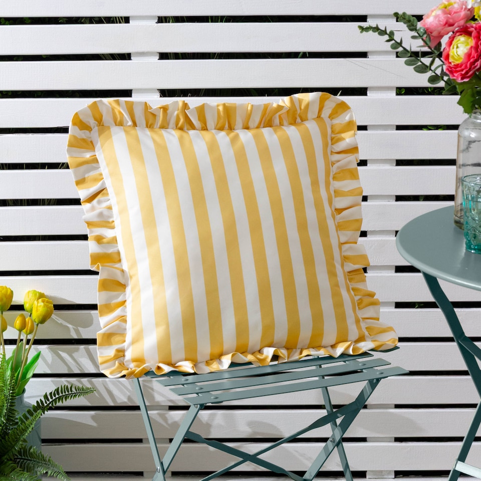 Furn Lottie Striped Ruffle Outdoor Cushion