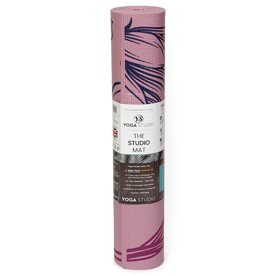 image 1 of Yoga Studio Designed Sticky Yoga Mat 6mm - Dusty Pink Mat Lively Lilium | Multi | Dusty Pink Mat Lively Lilium | 183cm x 61cm x 6mm