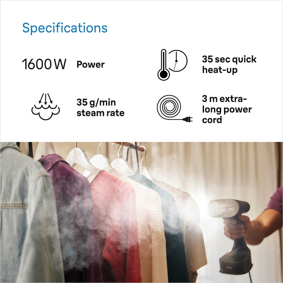 image 1 of Braun QuickStyle 7 Garment Steamer GS7077 - Black & Copper