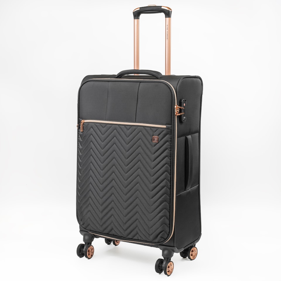 image 1 of Gino Ferrari Biella Medium Checked Travel Suitcase 4 Wheel - Black