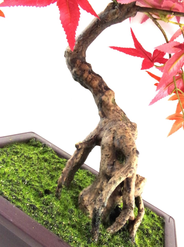 image 1 of Artificial Bonsai Tree 50cm Red Acer Desktop Plants | Red | One Size