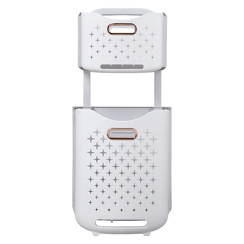 image 1 of Living and Home 2-Tier Foldable Laundry Baskets with Casters,S