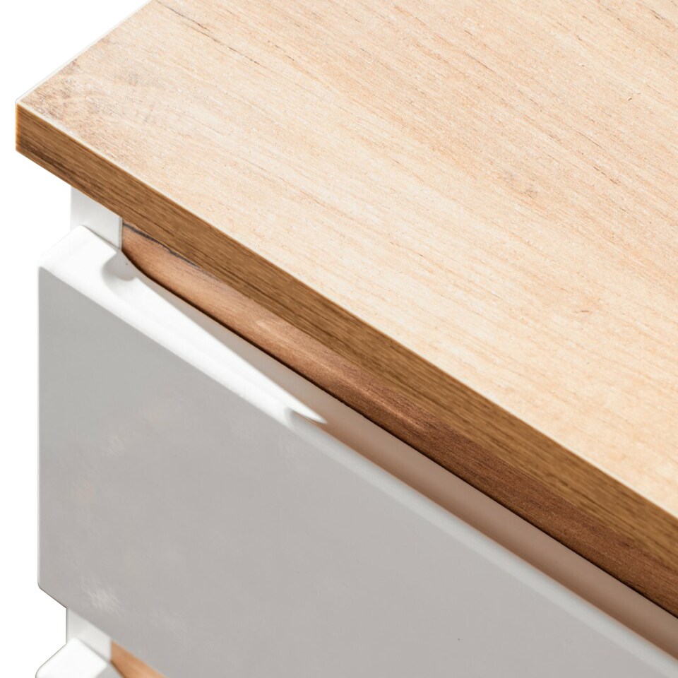 image 1 of Plat Bathroom Vanity Unit, Oak Countertop - White Gloss W940xH635mm