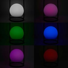 ValueLights Corte Black Outdoor Table Lamp Dimmable With White Globe Shade
