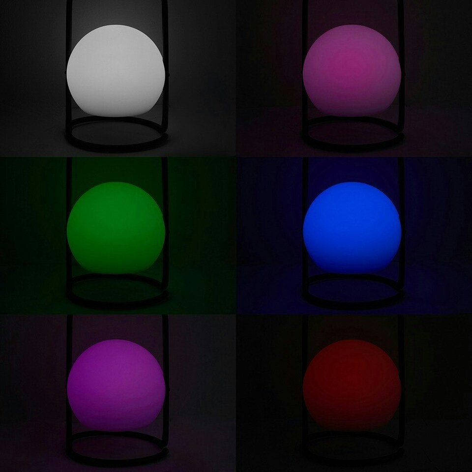 image 1 of ValueLights Corte Black Outdoor Table Lamp Dimmable With White Globe Shade