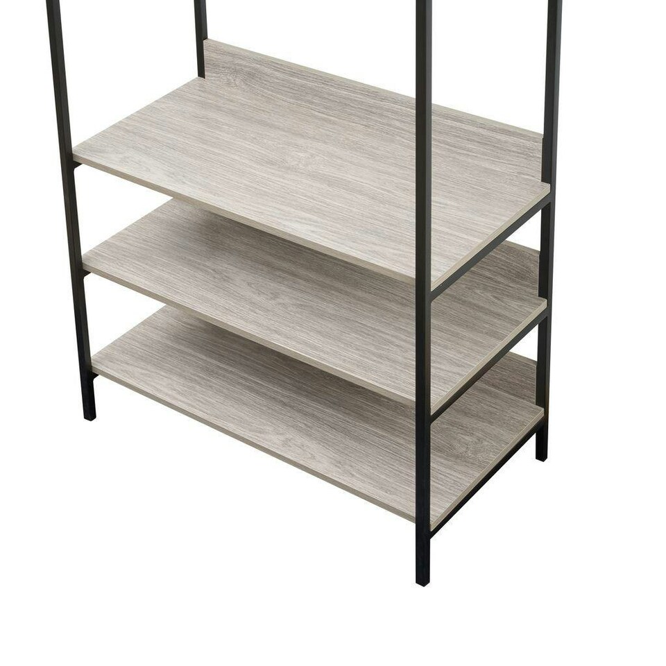 image 1 of Alva Open Wardrobe with 4 Shelves Grey | Grey Oak