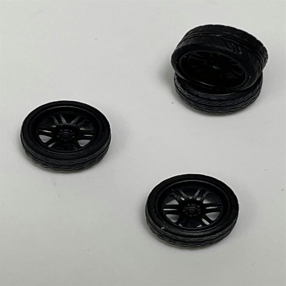 image 1 of BNDS Custom Wheel Parts Wheel and Tyre Set Flat Black 1:64 MOT Hobby BC26403FB