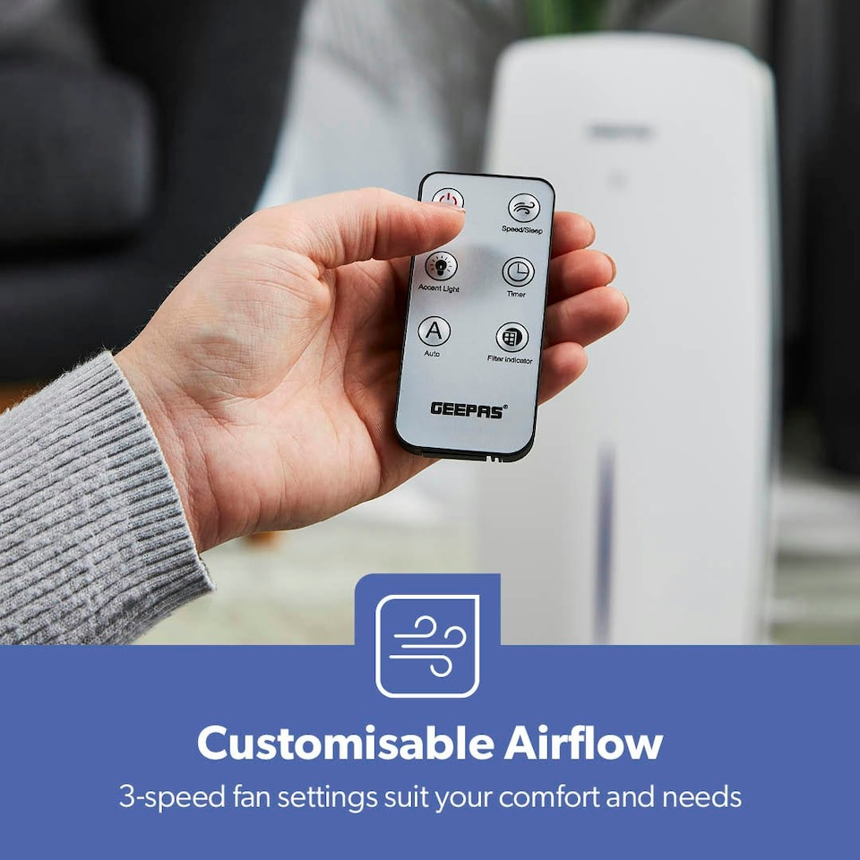 image 1 of GEEPAS 2-in-1 Digital Air Purifier & Humidifier | White