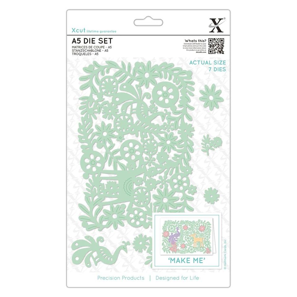 image 1 of Xcut Die Set (7pcs) - Folk Floral Scene, Silver, A5