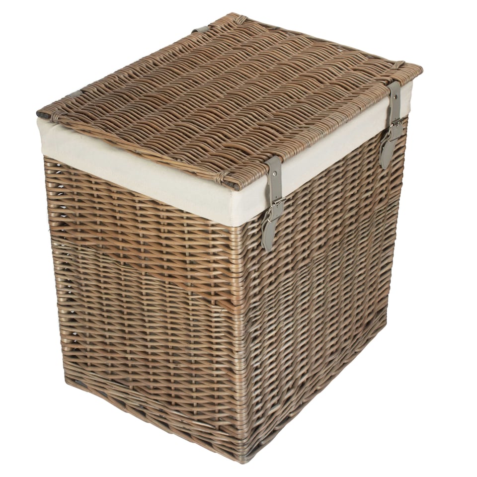image 1 of Large Boutique Antique Wash Storage Laundry Basket With Lining | Grey | Grey