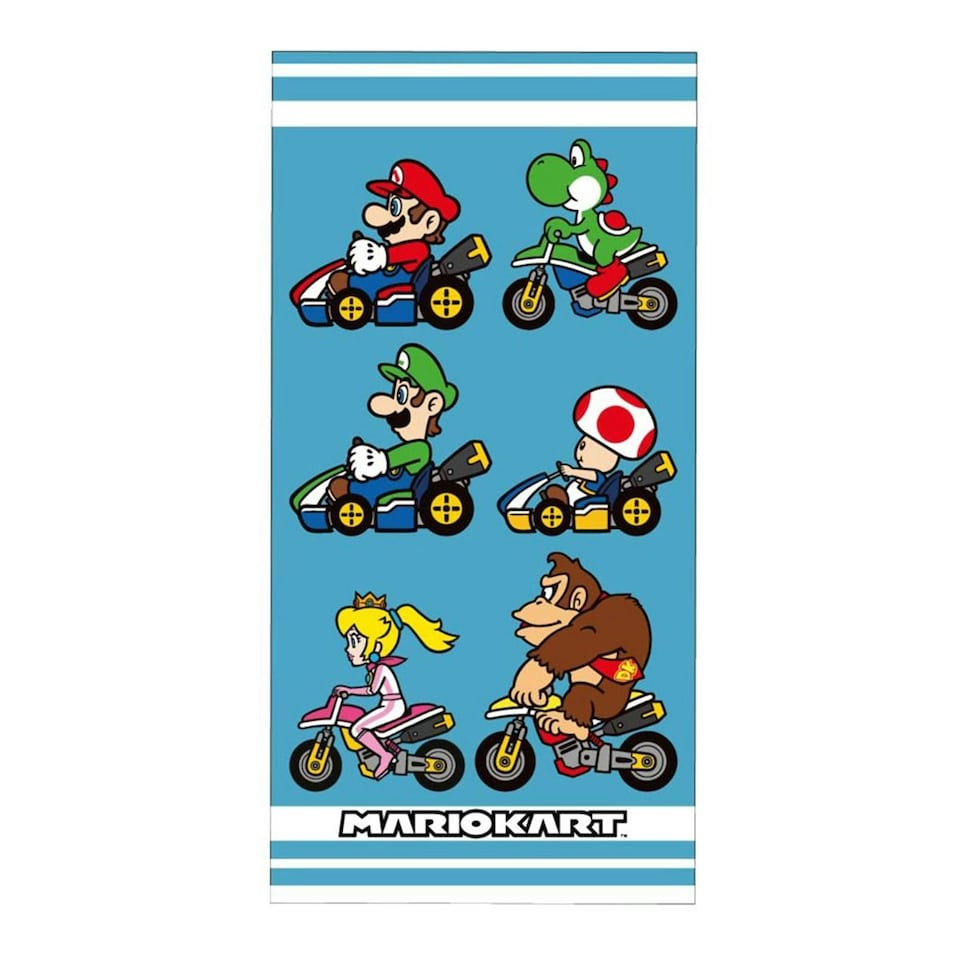 Mario Kart Race Cotton Bath Towel - Blue/Multicoloured - One Size