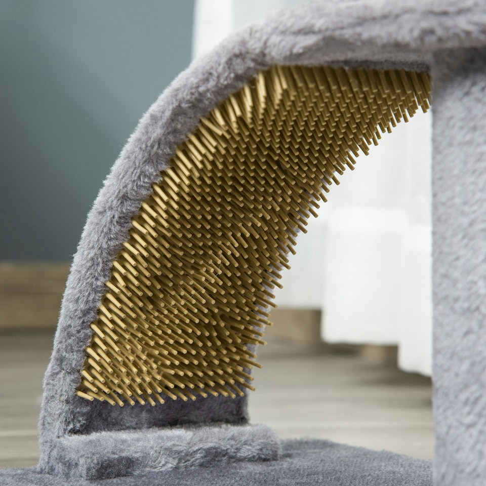 image 1 of PawHut Cat Tree for Indoor Cats with Scratching Post, Hanging Ball, Grey