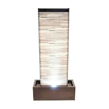 Primrose Zinc Outdoor Water Wall Feature Stone Effect With Lights 120cm