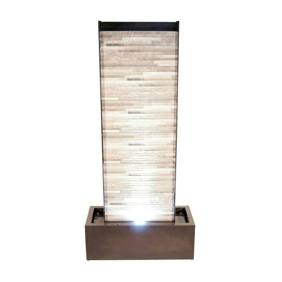 image 1 of Primrose Zinc Outdoor Water Wall Feature Stone Effect With Lights 120cm
