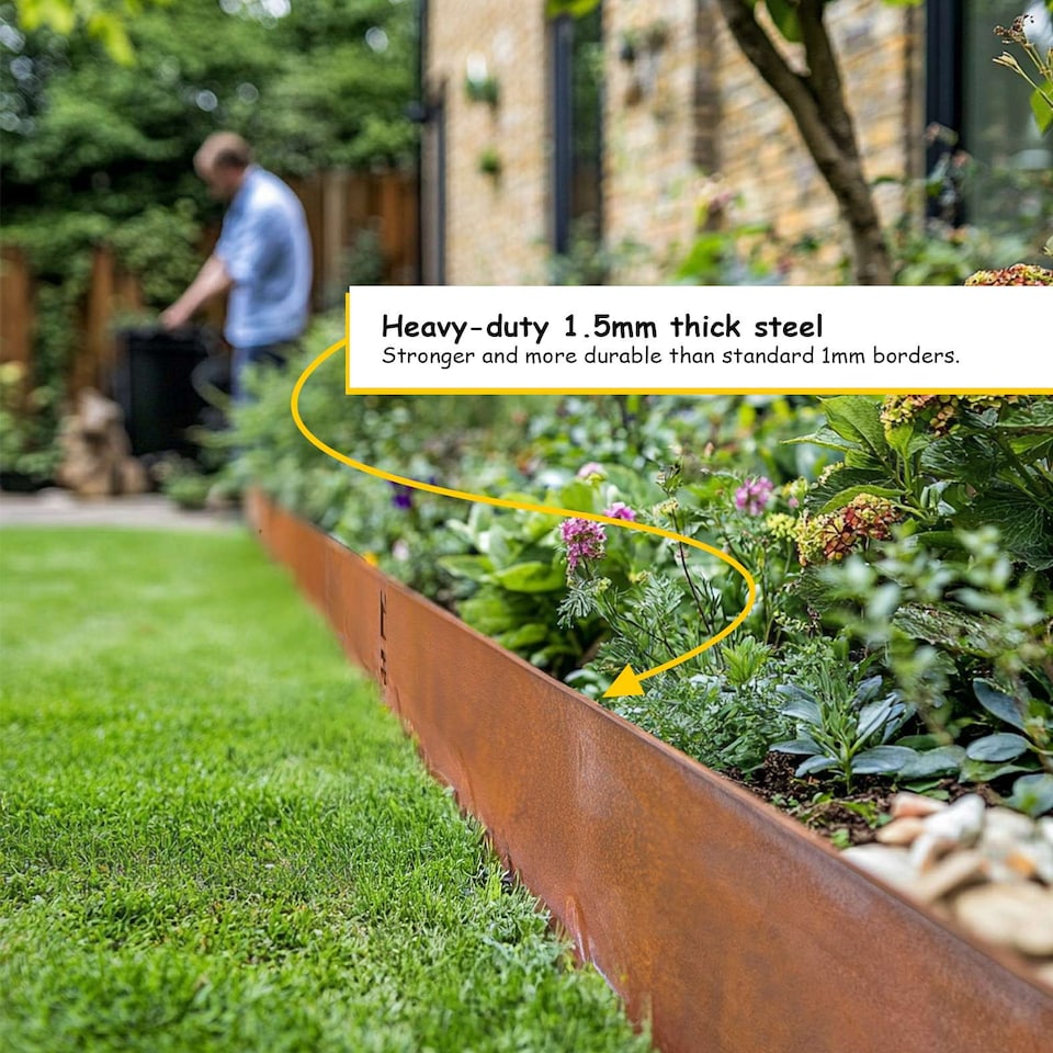 image 1 of 5 x Metal Garden Lawn & Border Edging - Face Height 6.5cm