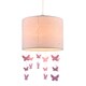 image 2 of Soft Pink Cotton Fabric Childrens Pendant Shade with Butterfly Decor