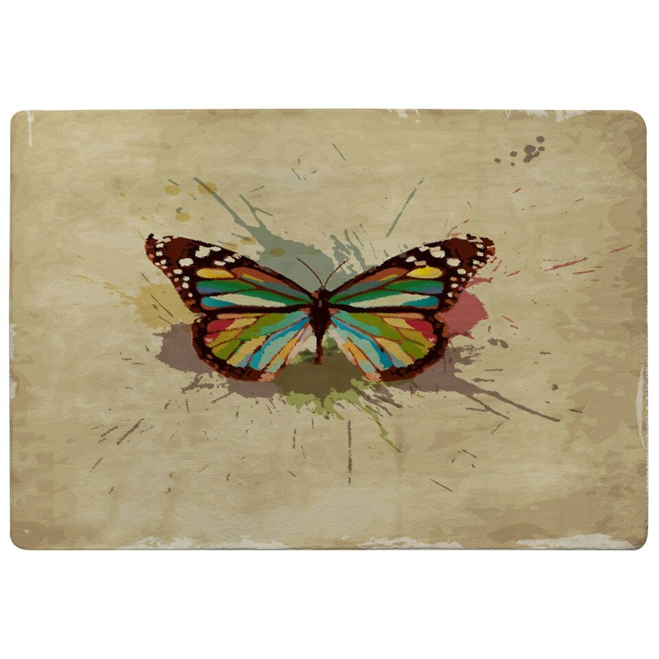 image 1 of Butterfly & Paint Splats (Rug) Multi | Large: 140x200cm