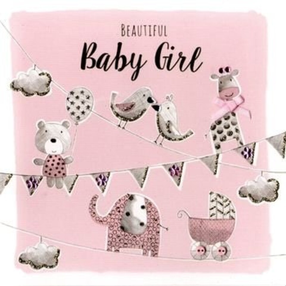 image 1 of BEAUTIFUL BAY GIRL, Luxury Congratulations on Your New Baby Girl Card