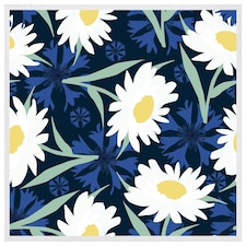 Daisies on navy (Picutre Frame) White | XL