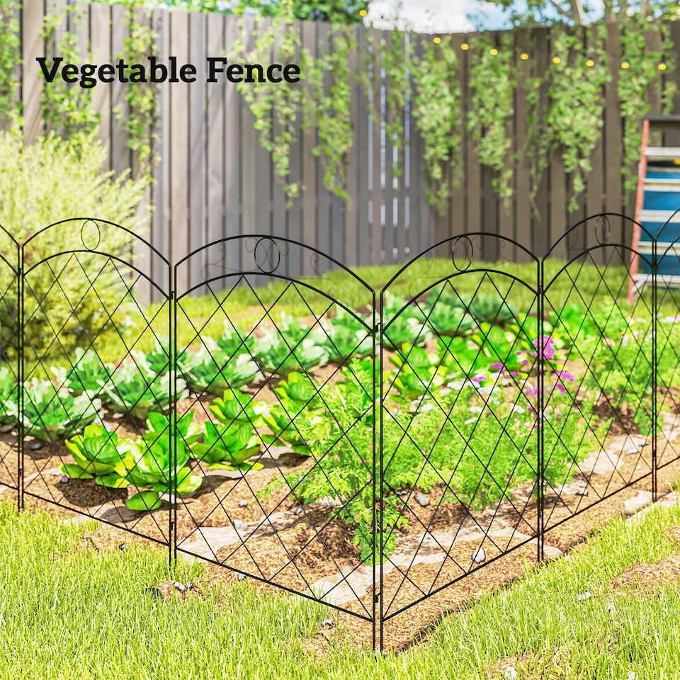 image 1 of Outsunny 4PCs Decorative Garden Fencing 43in x 11.4ft Steel Border Edging
