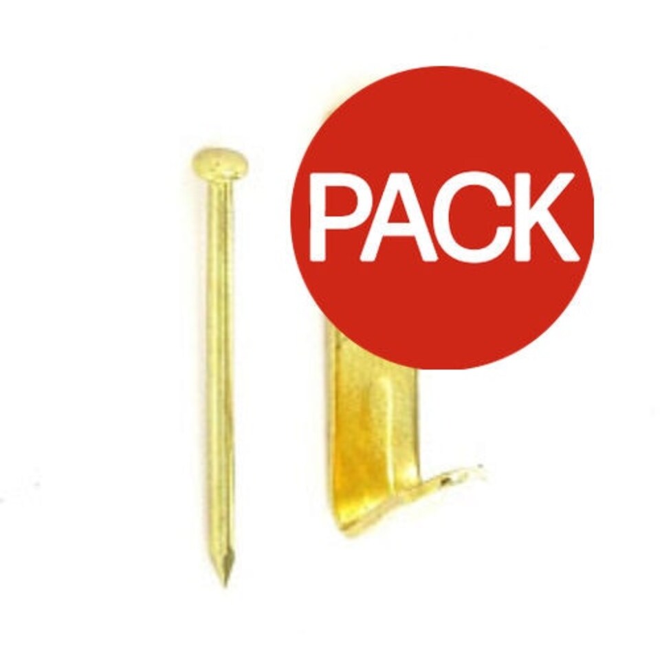 Securit Single Picture Hooks (Pack of 4) - Electro Brass - 8.4 x 10.8 x 0.5cm