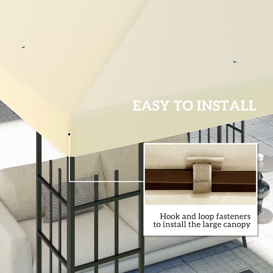 image 1 of Outsunny 3 x 3(m) Gazebo Canopy Replacement Cover, UPF30+, Cream White | Cream | Cream | 1
