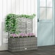image 2 of Outsunny Garden PE Rattan Planter Box w/ Trellis Flower Raised Bed, 57x30x107cm
