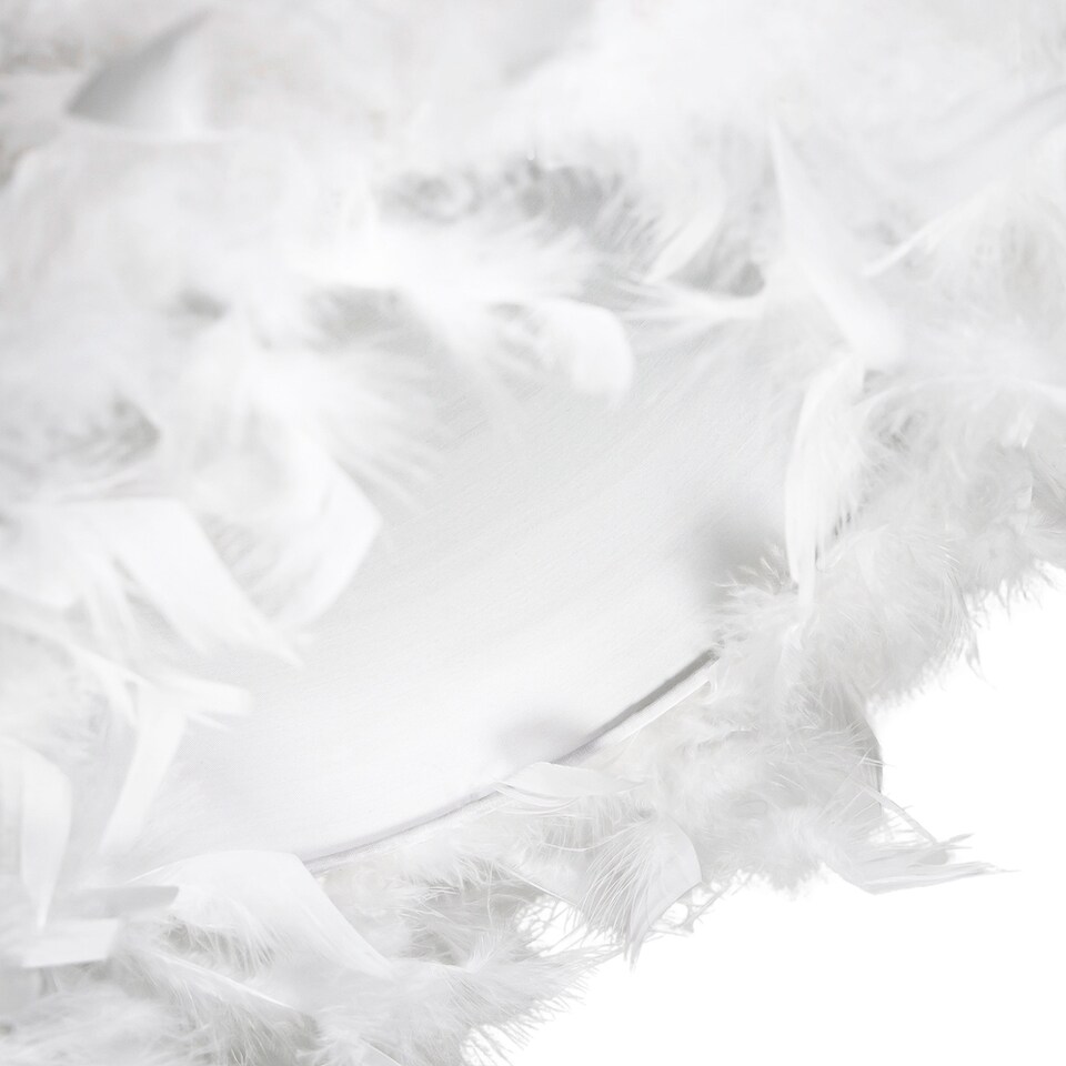 image 1 of Modern Designer Real White Feather Drum Lamp Shade with Inner Cotton Lining | White
