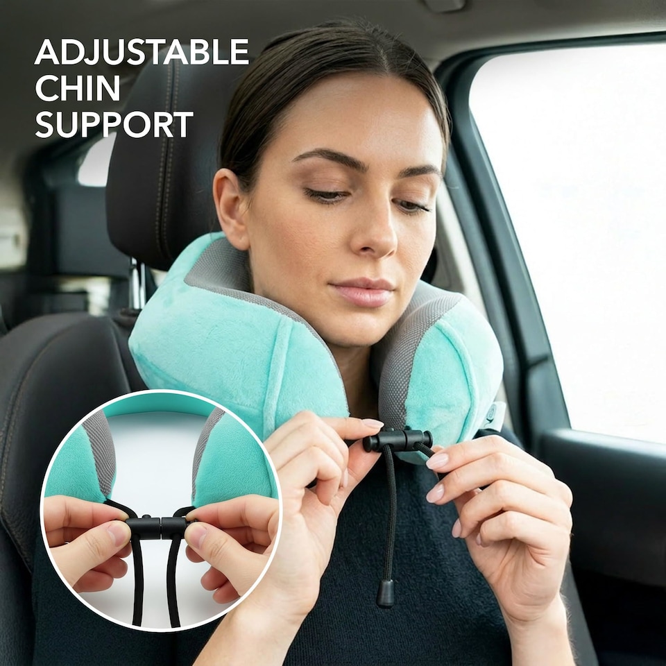 image 1 of Lugg Memory Foam Travel Neck Pillow with Adjustable Buckle and Washable Cover