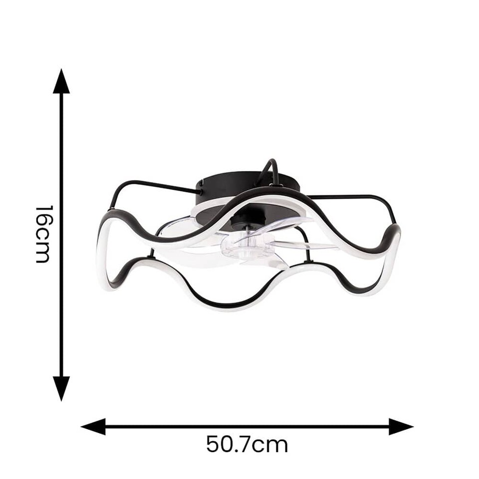 image 1 of ValueLights Infinity Black Wave Integrated LED Ceiling Fan & Remote
