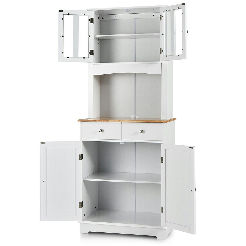 image 1 of COSTWAY Kitchen Pantry Cabinet Buffet Cupboard W/ Drawer White