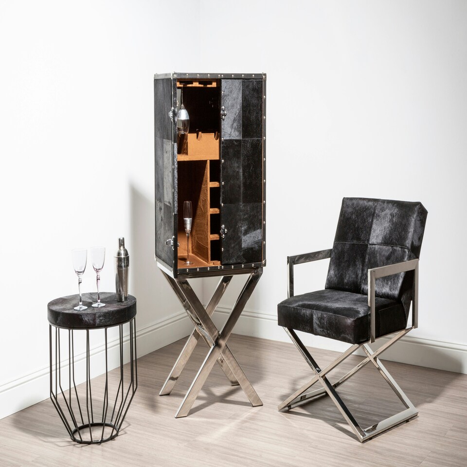 image 1 of Kensington Townhouse Hair On Hide Top Round Side Table Black