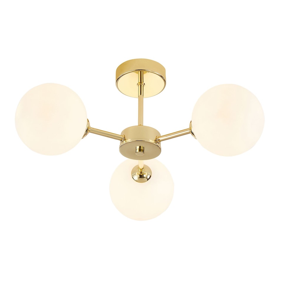 image 1 of Contemporary Chic Polished Gold Ceiling Light with Opal White Globe Glass Shades | Gold | Gold | 1