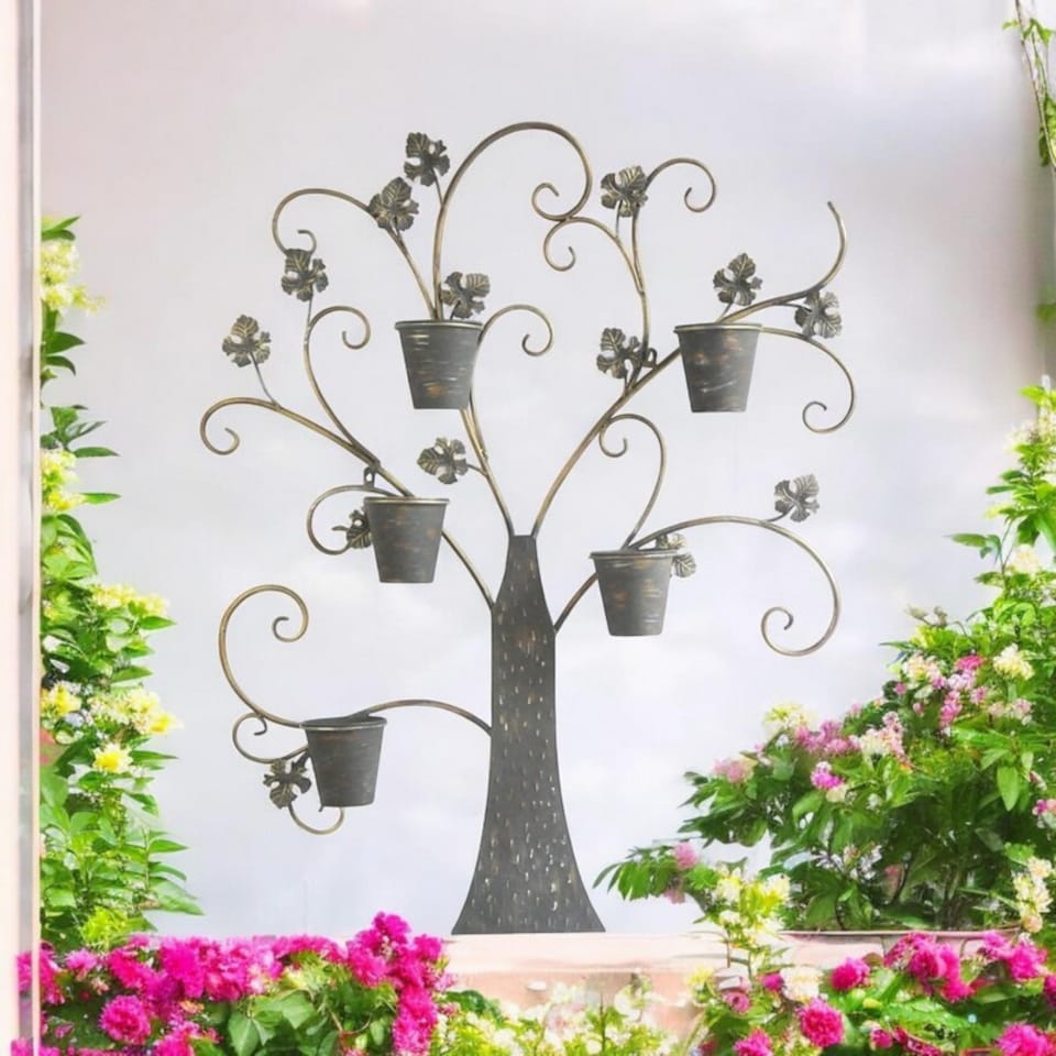 image 1 of Tree Decoration Wall Planter - Metal - L13 x W96 x H120 cm | Grey