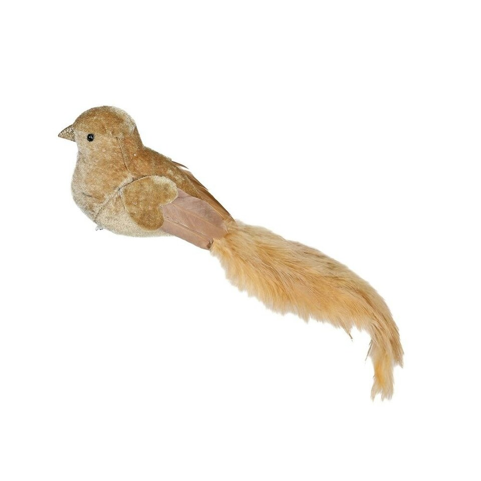 image 1 of Decorative Gold Velvet Bird With Clip - 30cm