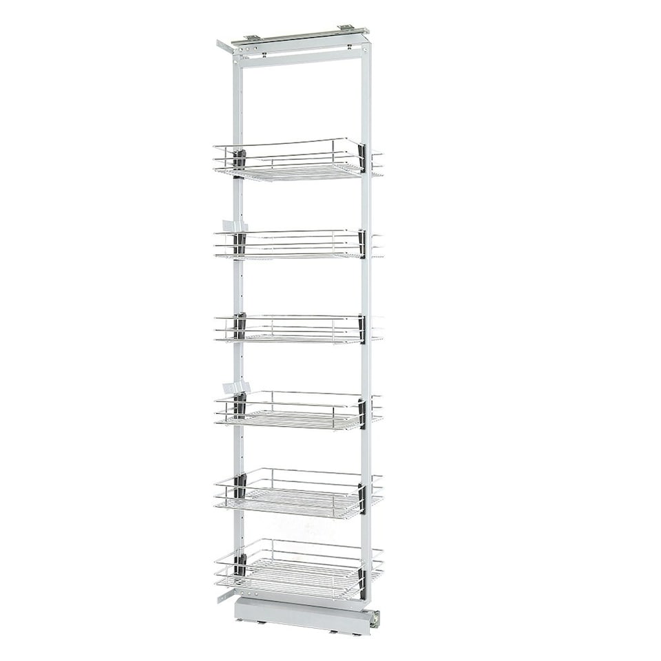 image 1 of Living and Home Tall and Narrow 6-Tier Metal Kitchen Pull-out Kitchen Cabinet Basket Shelf, Silver